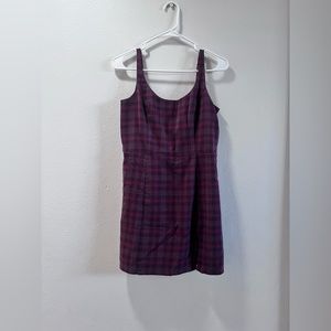 Square pattern wine colored dress